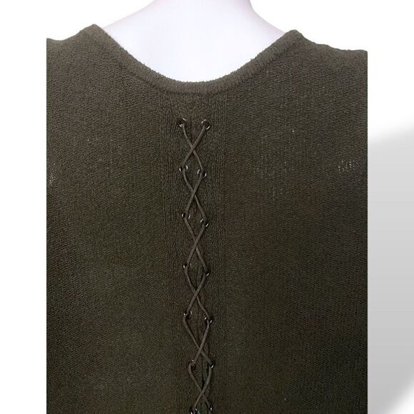 Torrid Olive Green Cold Shoulder Lace Up Long Sleeve Sweater Sz 2X - Picture 8 of 13